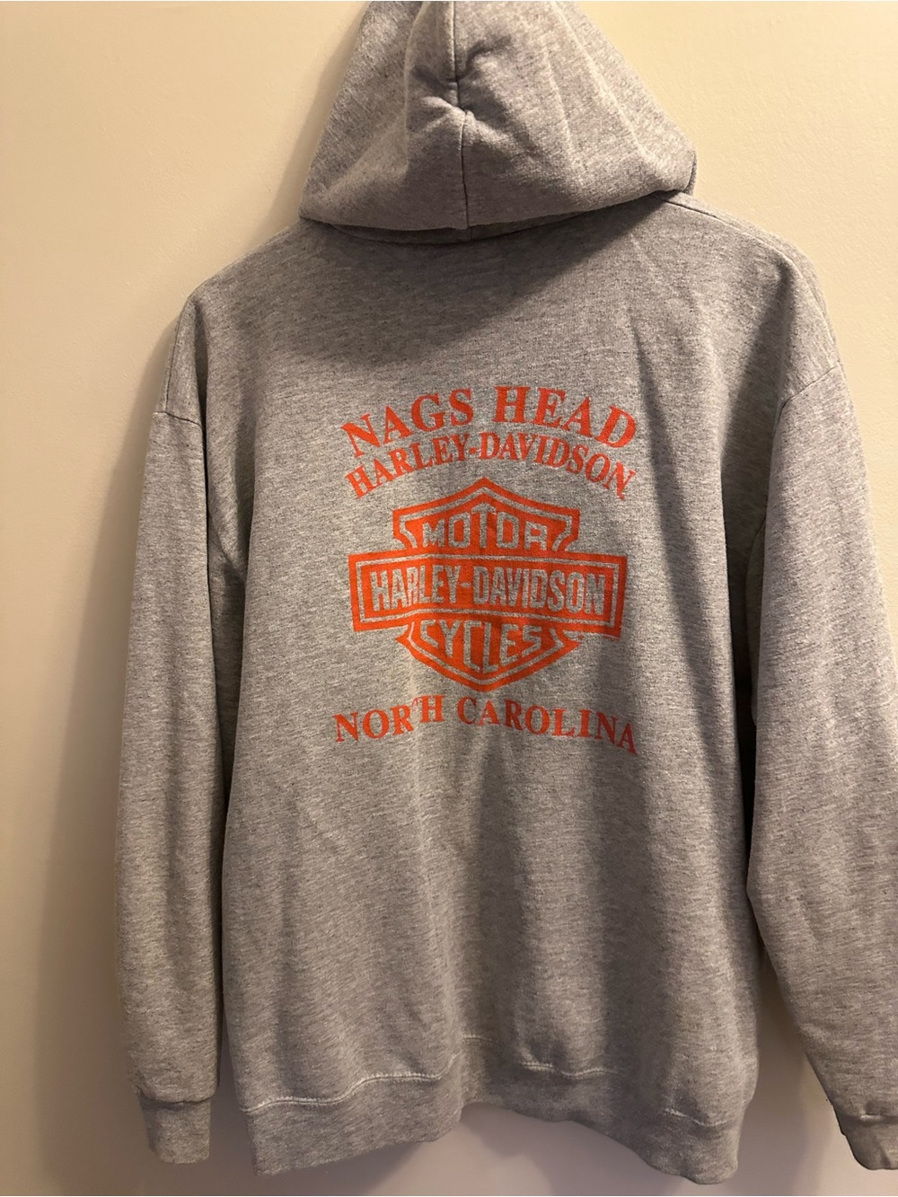 Harley-Davidson Gray Hoodie with Orange Logo - Nags Head